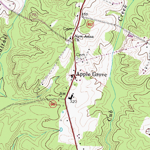 Topographic Map of Apple Grove, VA