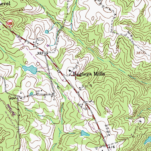 Topographic Map of Bagleys Mills, VA