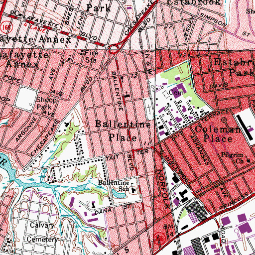 Topographic Map of Ballentine Place, VA