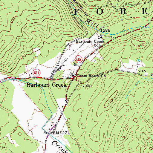 Topographic Map of Barbours Creek, VA
