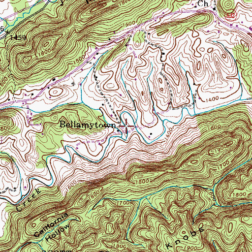 Topographic Map of Bellamytown, VA