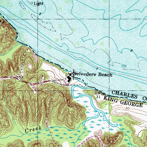 Topographic Map of Belvedere Beach, VA