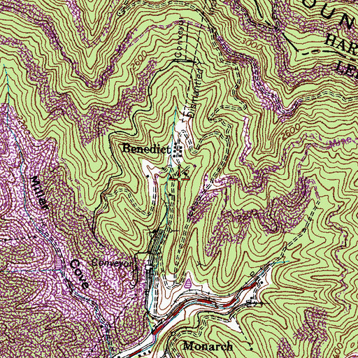 Topographic Map of Benedict, VA