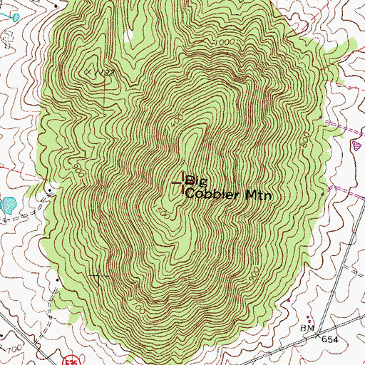 Topographic Map of Big Cobbler Mountain, VA