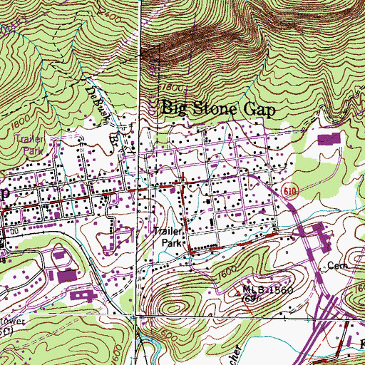 Topographic Map of Big Stone Gap, VA