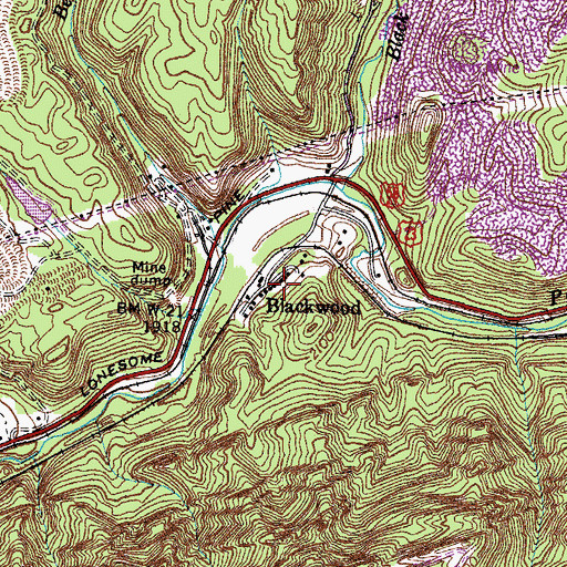 Topographic Map of Blackwood, VA