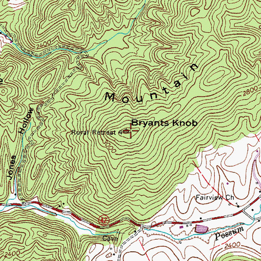 Topographic Map of Bryants Knob, VA