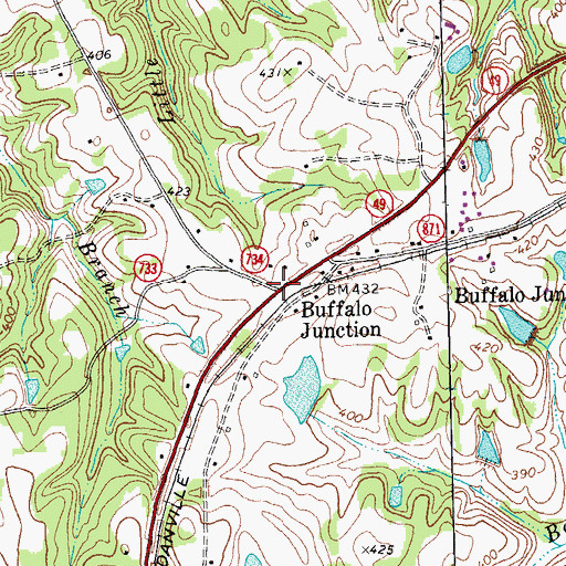 Topographic Map of Buffalo Junction, VA