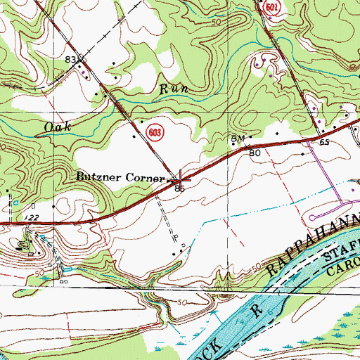 Topographic Map of Butzner Corner, VA