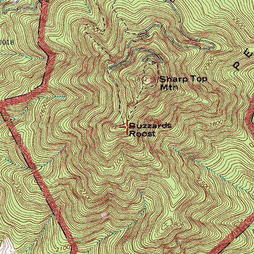 Topographic Map of Buzzards Roost, VA