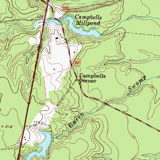 Topographic Map of Campbells Corner, VA