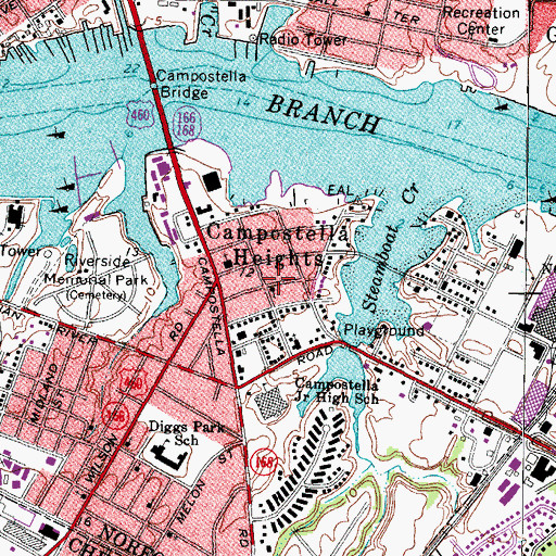 Topographic Map of Campostella Heights, VA