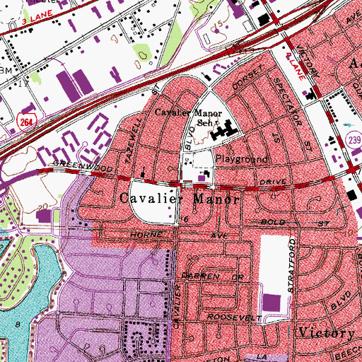 Topographic Map of Cavalier Manor, VA
