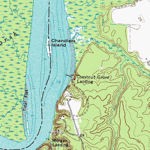 Topographic Map of Chestnut Grove Landing, VA