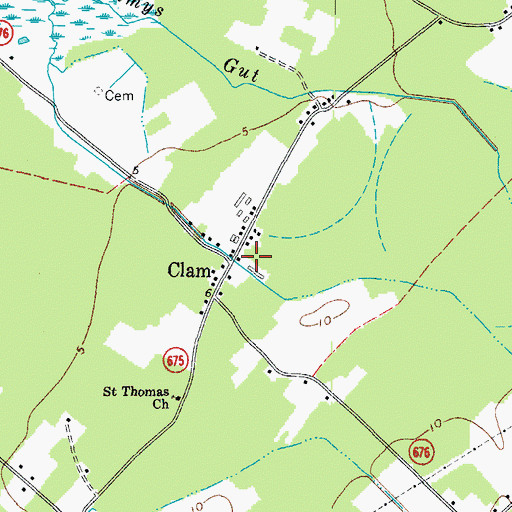 Topographic Map of Clam, VA