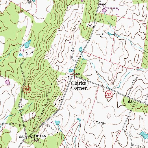 Topographic Map of Clarks Corner, VA