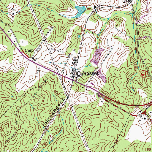 Topographic Map of Cohasset, VA