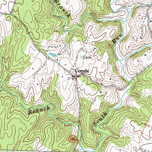 Topographic Map of Conde, VA
