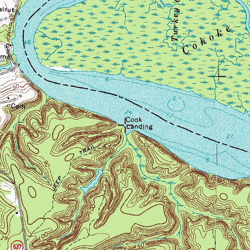 Topographic Map of Cook Landing, VA