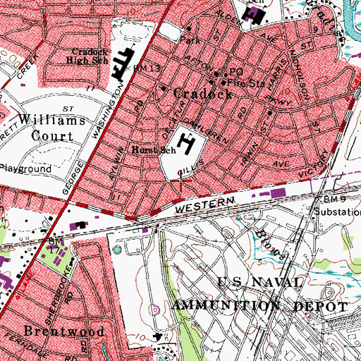 Topographic Map of Cradock, VA