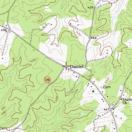 Topographic Map of Daniel, VA