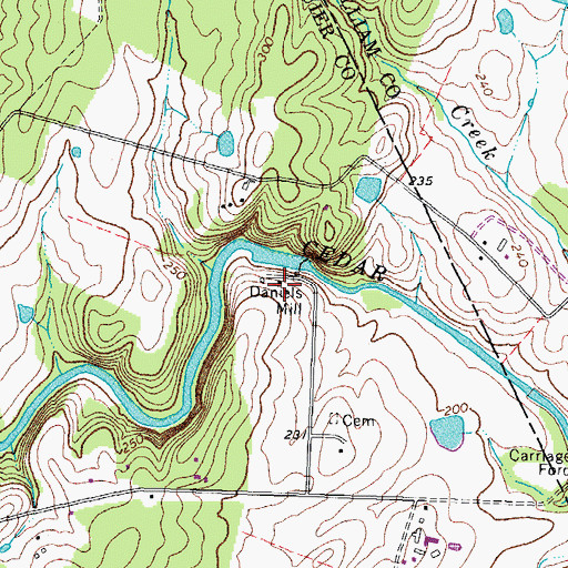 Topographic Map of Daniels Mill, VA