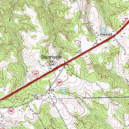 Topographic Map of Danripple, VA
