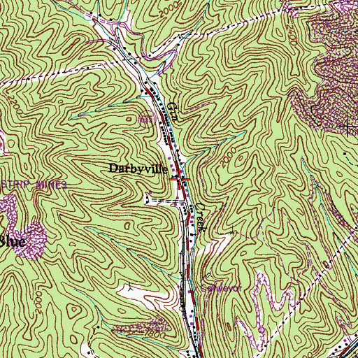 Topographic Map of Darbyville, VA