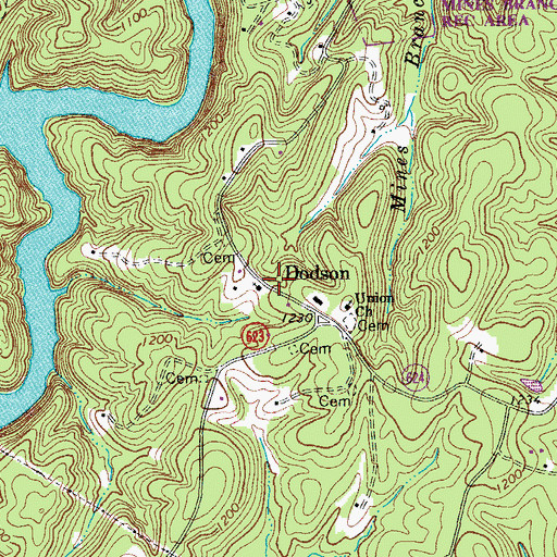 Topographic Map of Dodson, VA