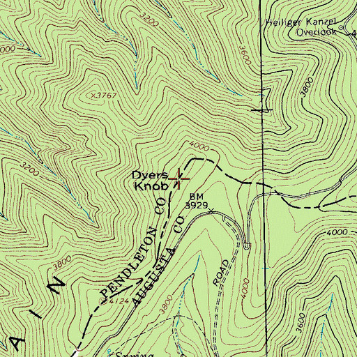 Topographic Map of Dyers Knob, VA