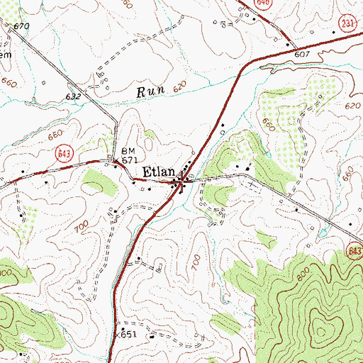 Topographic Map of Etlan, VA