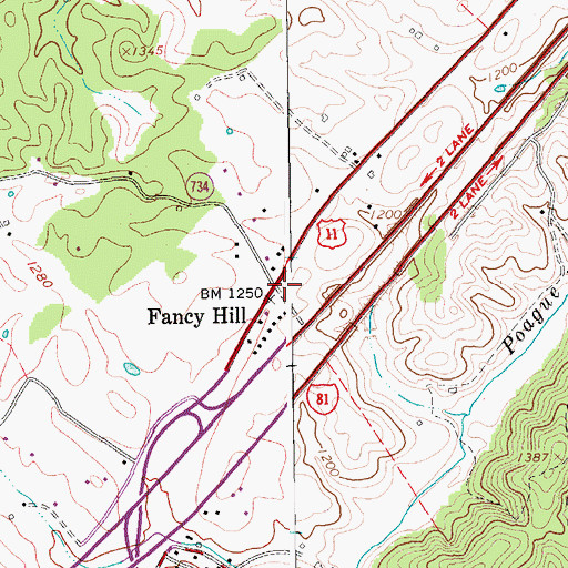 Topographic Map of Fancy Hill, VA