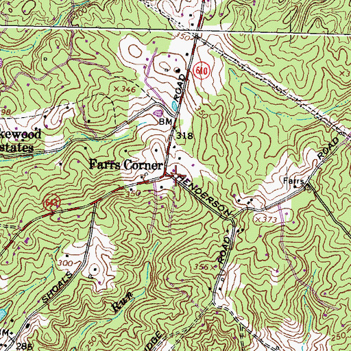 Topographic Map of Farrs Corner, VA