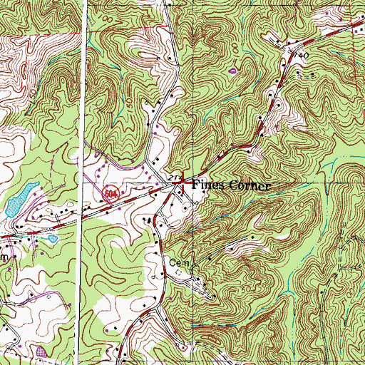 Topographic Map of Fines Corner, VA