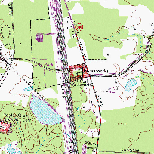 Topographic Map of Fort Wadsworth (historical), VA