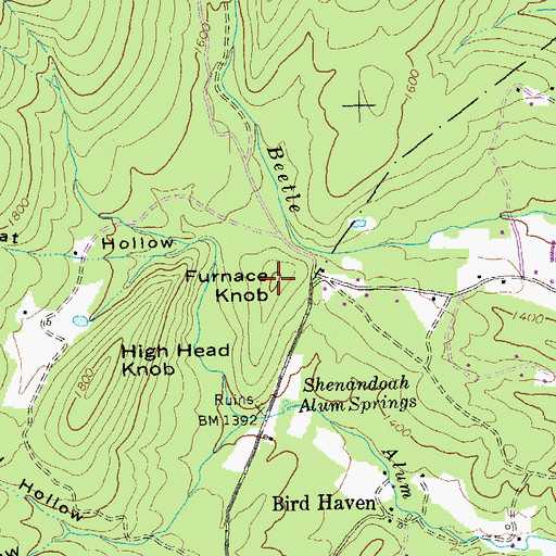 Topographic Map of Furnace Knob, VA