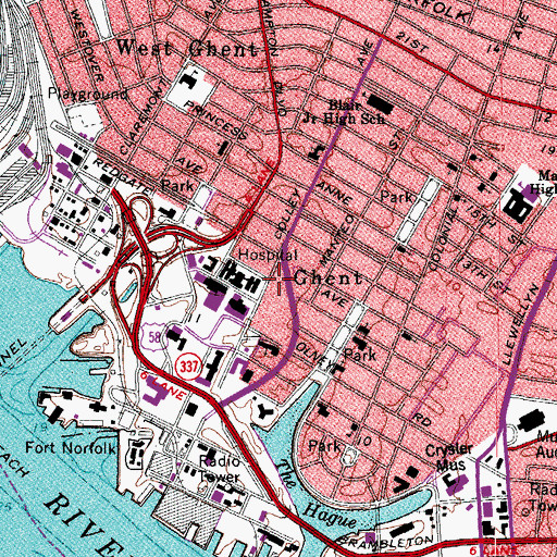 Topographic Map of Ghent, VA