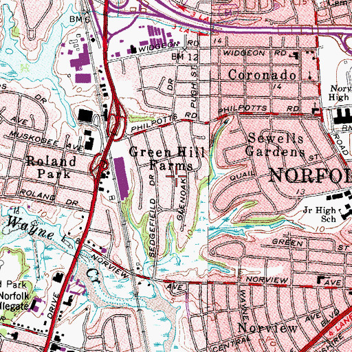 Topographic Map of Green Hill Farms, VA