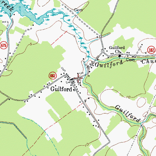 Topographic Map of Guilford, VA