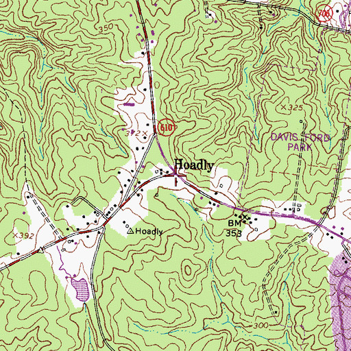 Topographic Map of Hoadly, VA