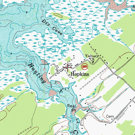 Topographic Map of Hopkins, VA