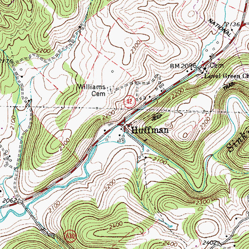 Topographic Map of Huffman, VA