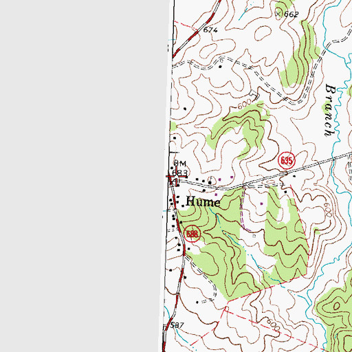 Topographic Map of Hume, VA