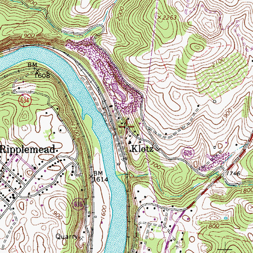 Topographic Map of Klotz, VA