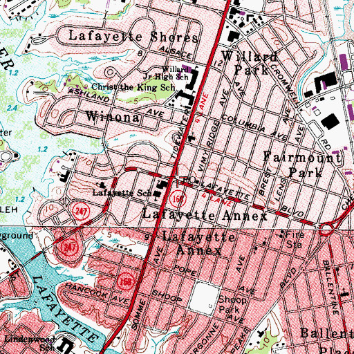 Topographic Map of Lafayette Annex, VA
