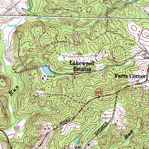 Topographic Map of Lakewood Estates, VA