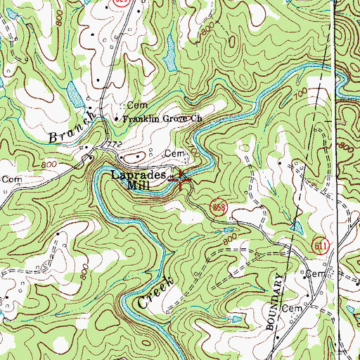Topographic Map of Laprades Mill, VA