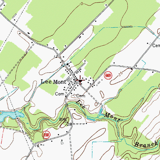 Topographic Map of Lee Mont, VA