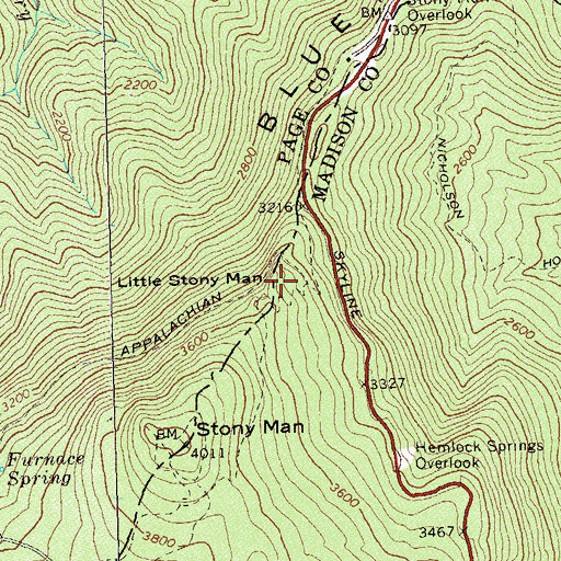 Topographic Map of Little Stony Man, VA