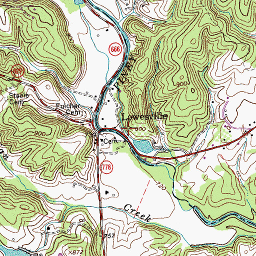 Topographic Map of Lowesville, VA